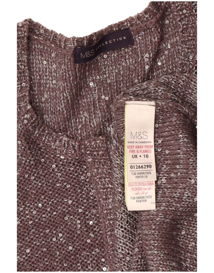 Maglione cardigan da donna Marks & Spencer UK 16 Grande poliestere screziato grigio
