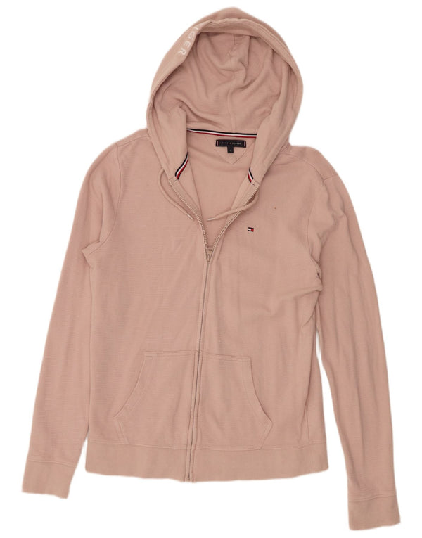 Maglione con cappuccio e zip da uomo Tommy Hilfiger grande in cotone rosa