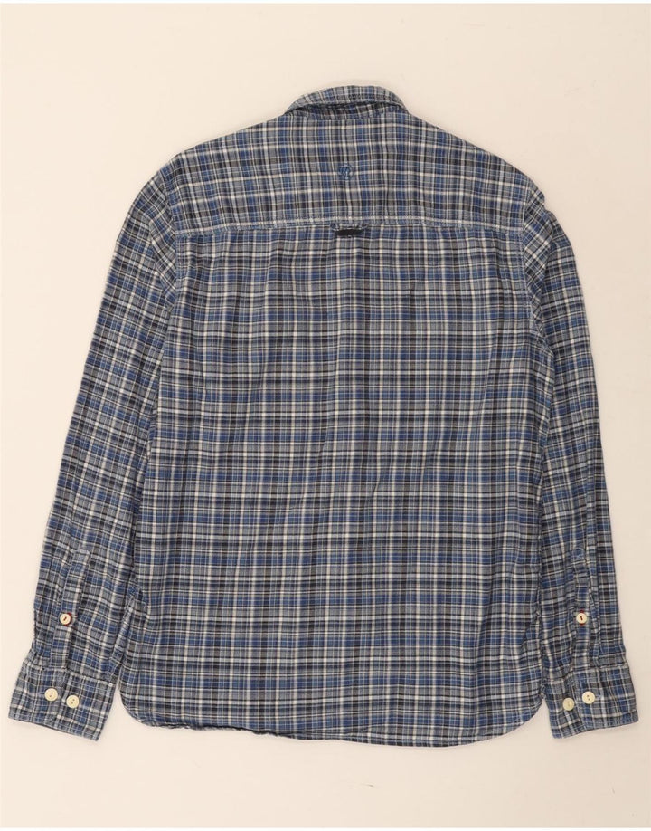 FAT FACE Camicia da uomo in flanella dalla vestibilità classica, piccolo cotone a quadri blu