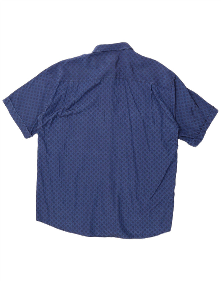Camicia a maniche corte da uomo Raybest XL in viscosa geometrica blu navy