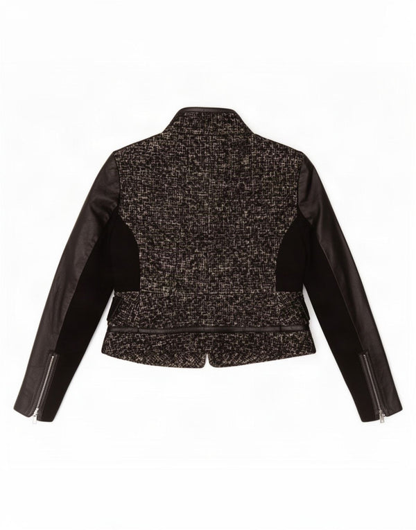 Giacca blazer con zip intera da donna Zara UK 14 grande in lana nera