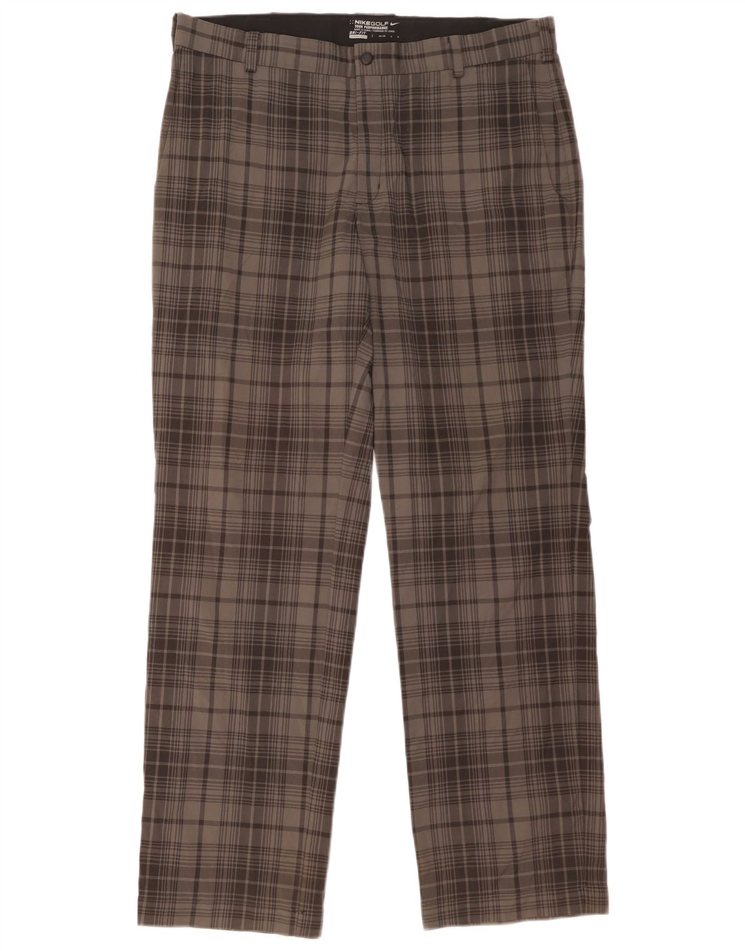Pantaloni chino dritti NIKE Dri Fit da uomo W36 L32 poliestere a quadri grigi