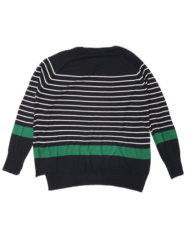Maglione maglione girocollo da donna Zara UK 14 medio a righe blu navy