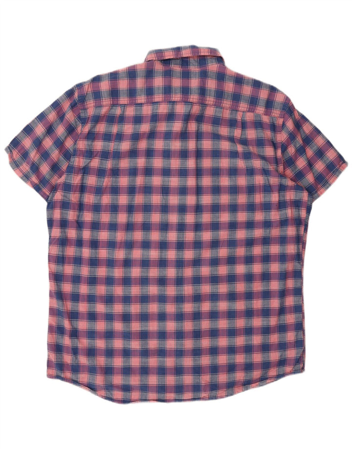 Camicia a maniche corte da uomo Izod Salt Water XL in cotone a quadri blu navy