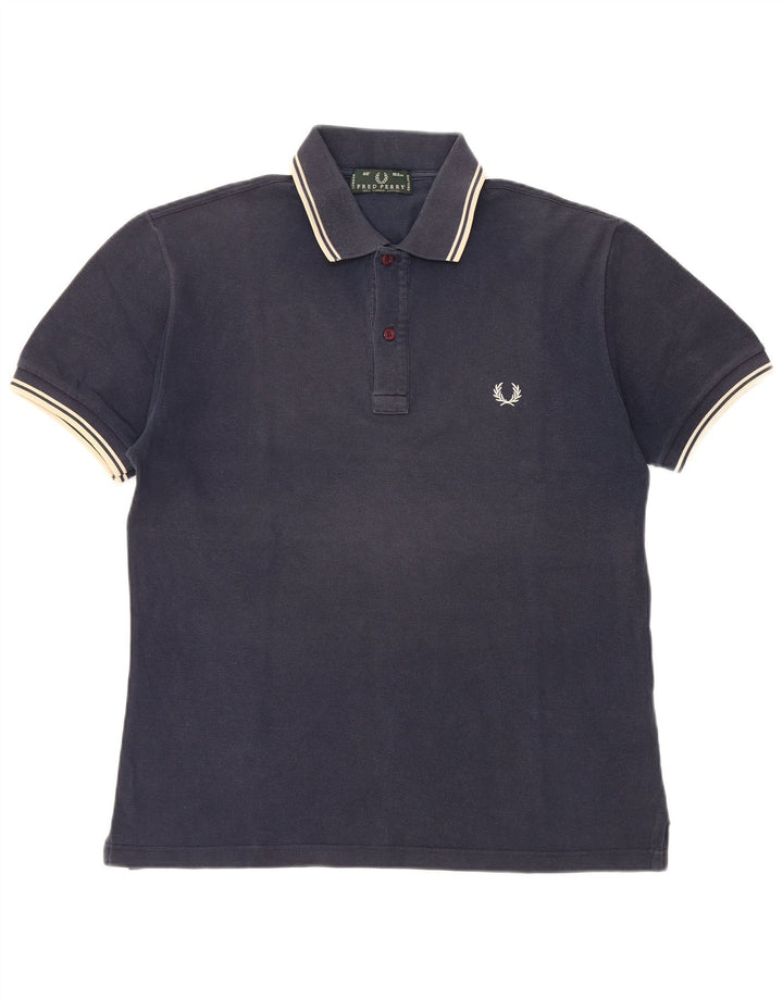 Polo da uomo Fred Perry in cotone a righe medie blu navy