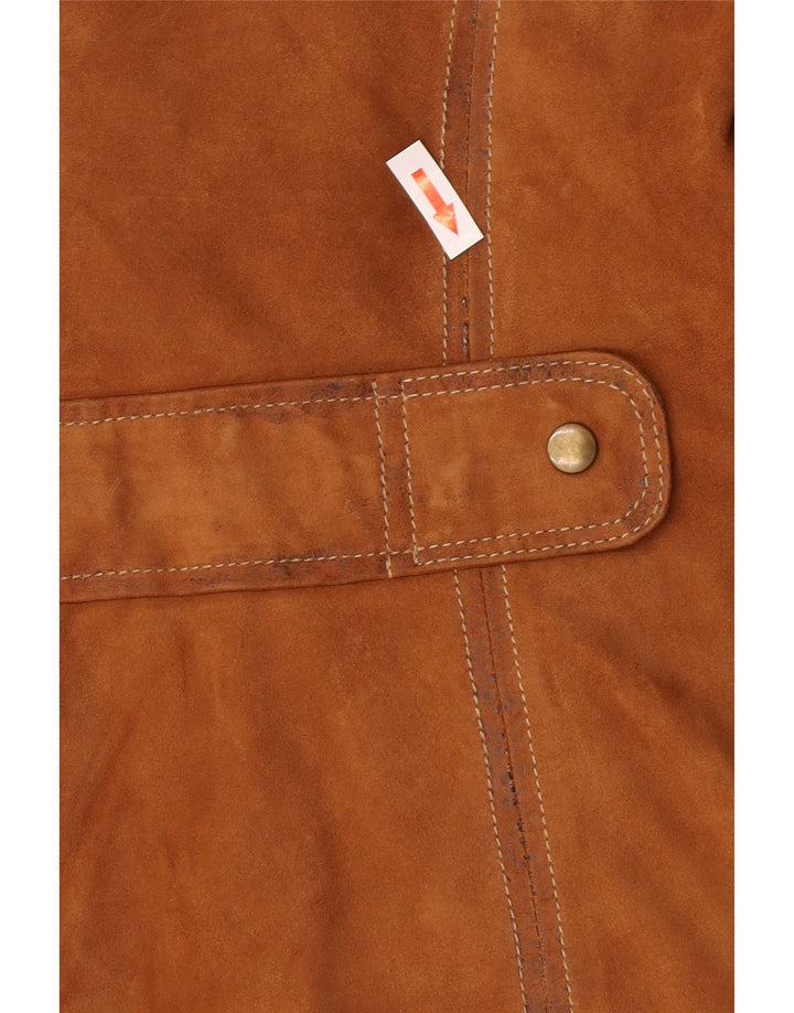 Giacca vintage in pelle scamosciata da donna IT 44 in pelle beige media
