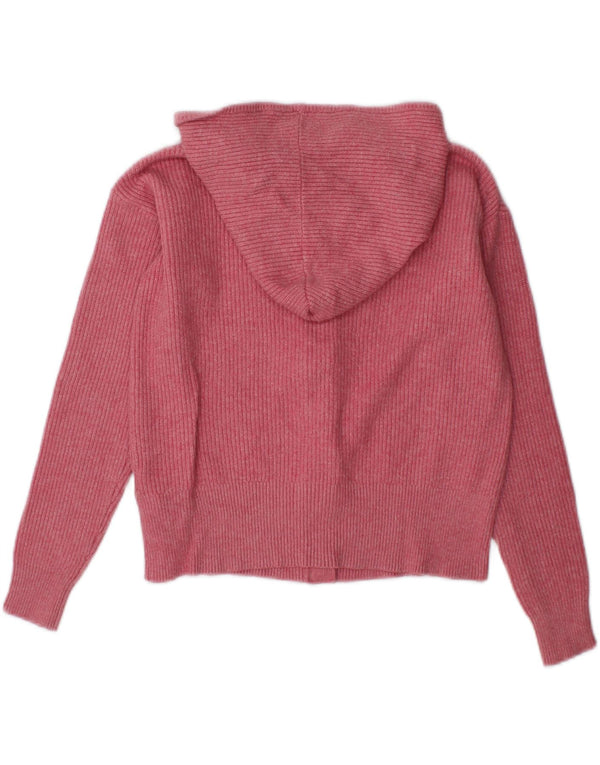Maglione cardigan oversize con cappuccio da donna Marks & Spencer UK 10 piccolo rosa