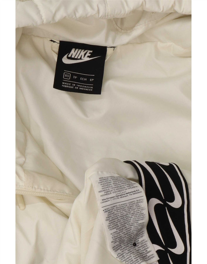 Cappotto imbottito con cappuccio Nike da donna UK 6 XS poliestere bianco