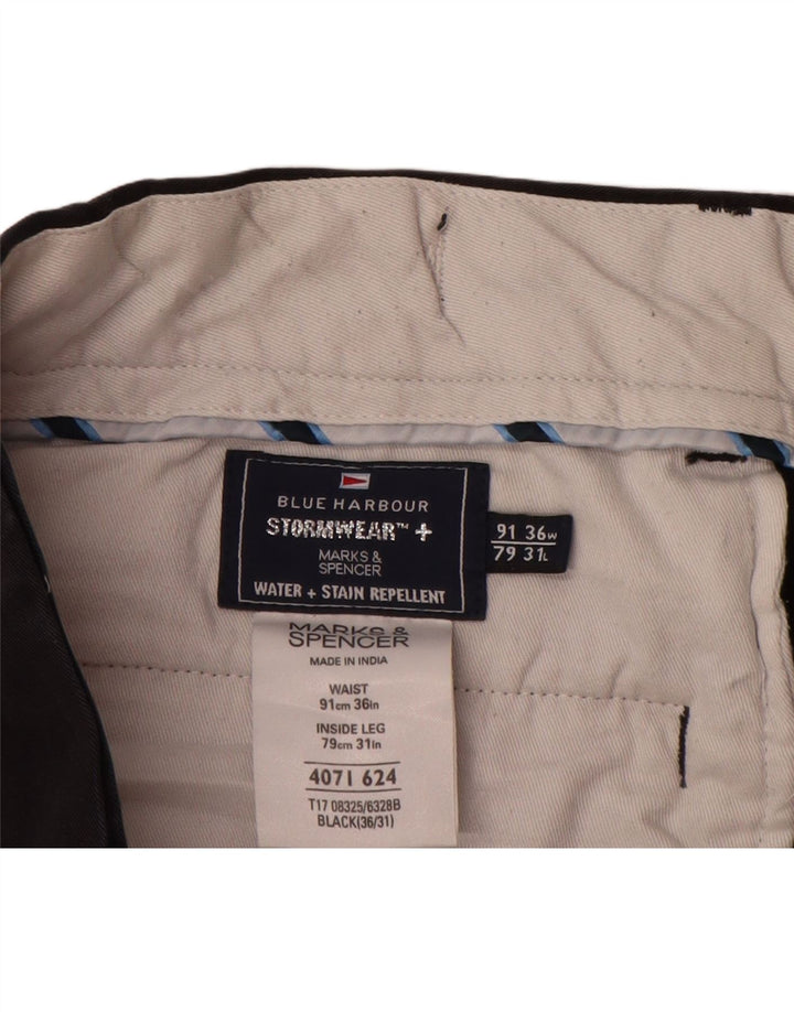 Pantaloni chino dritti Marks & Spencer da uomo blu Harbour W36 L31 neri