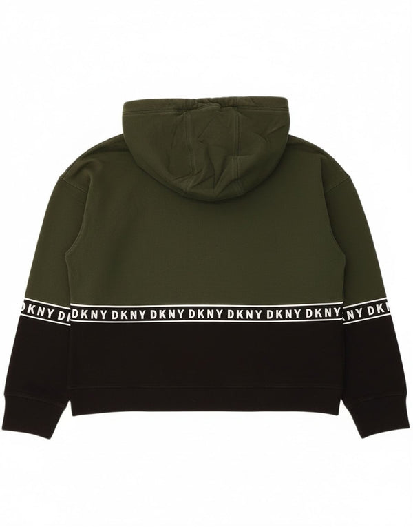 Maglione con cappuccio grafico da donna Dkny UK 14 Cotone color block verde medio
