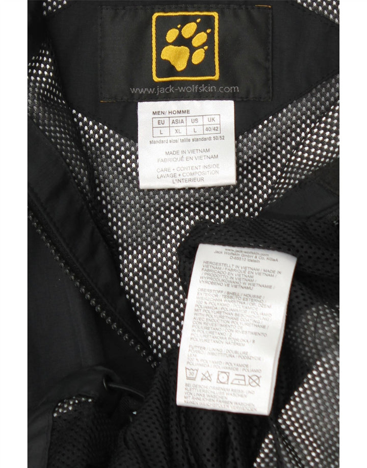 JACK WOLFSKIN Giacca antipioggia da uomo con cappuccio UK 40/42 Large Nero Poliammide