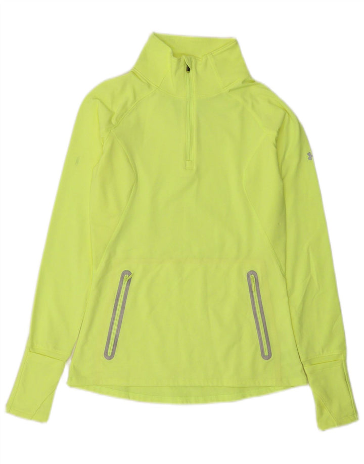 Under Armour Donna Cold Gear Pullover Tuta Top UK 8 Small Giallo