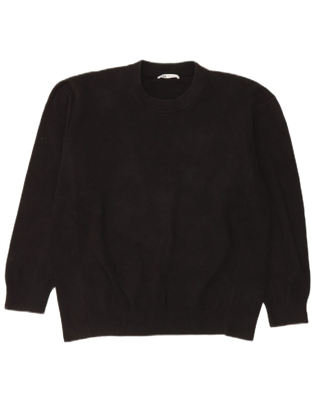 Maglione maglione girocollo da uomo Zara in cotone nero medio