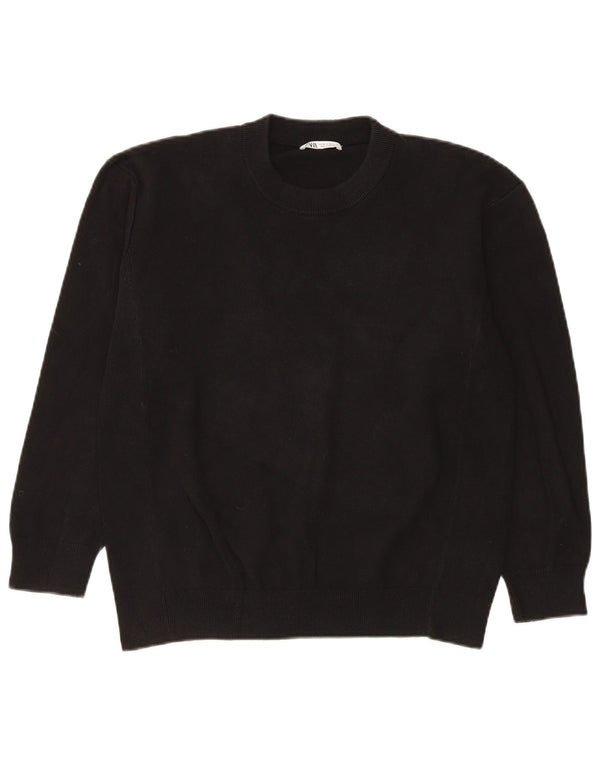 Maglione maglione girocollo da uomo Zara in cotone nero medio