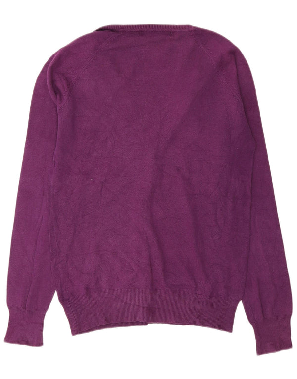 Maglione cardigan da donna Zara UK 14 cotone viola medio