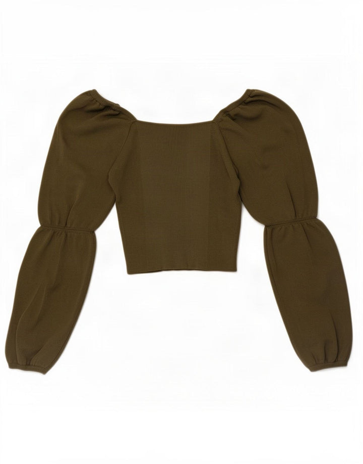 Top corto a maniche lunghe da donna Zara UK 8 Small verde