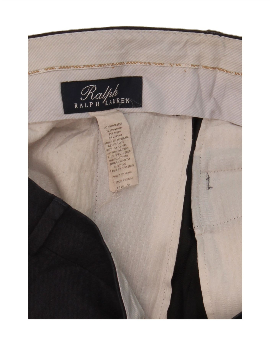 RALPH LAUREN Mens Straight Suit Trousers W34 L30 Navy Blue Polyester Vintage Ralph Lauren and Second-Hand Ralph Lauren from Messina Hembry 