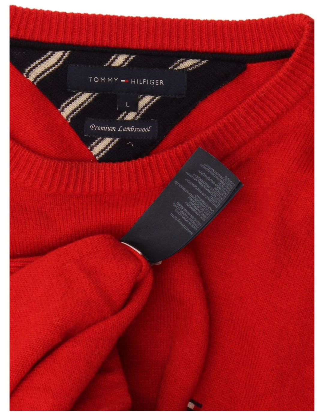 Tommy Hilfiger Uomo Maglione con scollo a barca Maglione grande lana d'agnello rossa