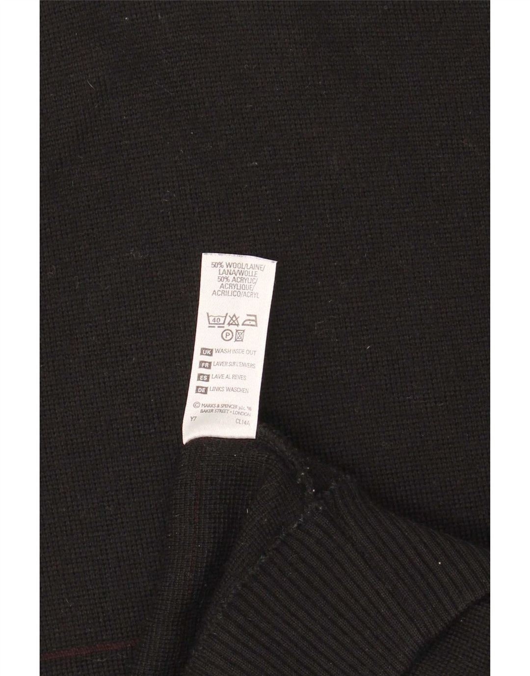 Maglione da uomo Marks & Spencer con scollo a V, lana a righe nere grandi