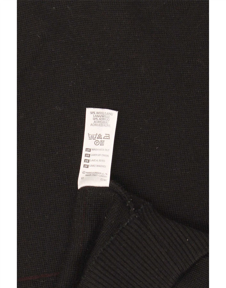 Maglione da uomo Marks & Spencer con scollo a V, lana a righe nere grandi
