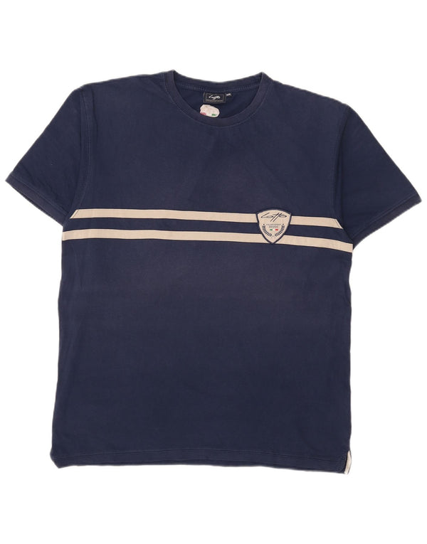 T-shirt da uomo Lotto Top 2XL in cotone a righe blu navy