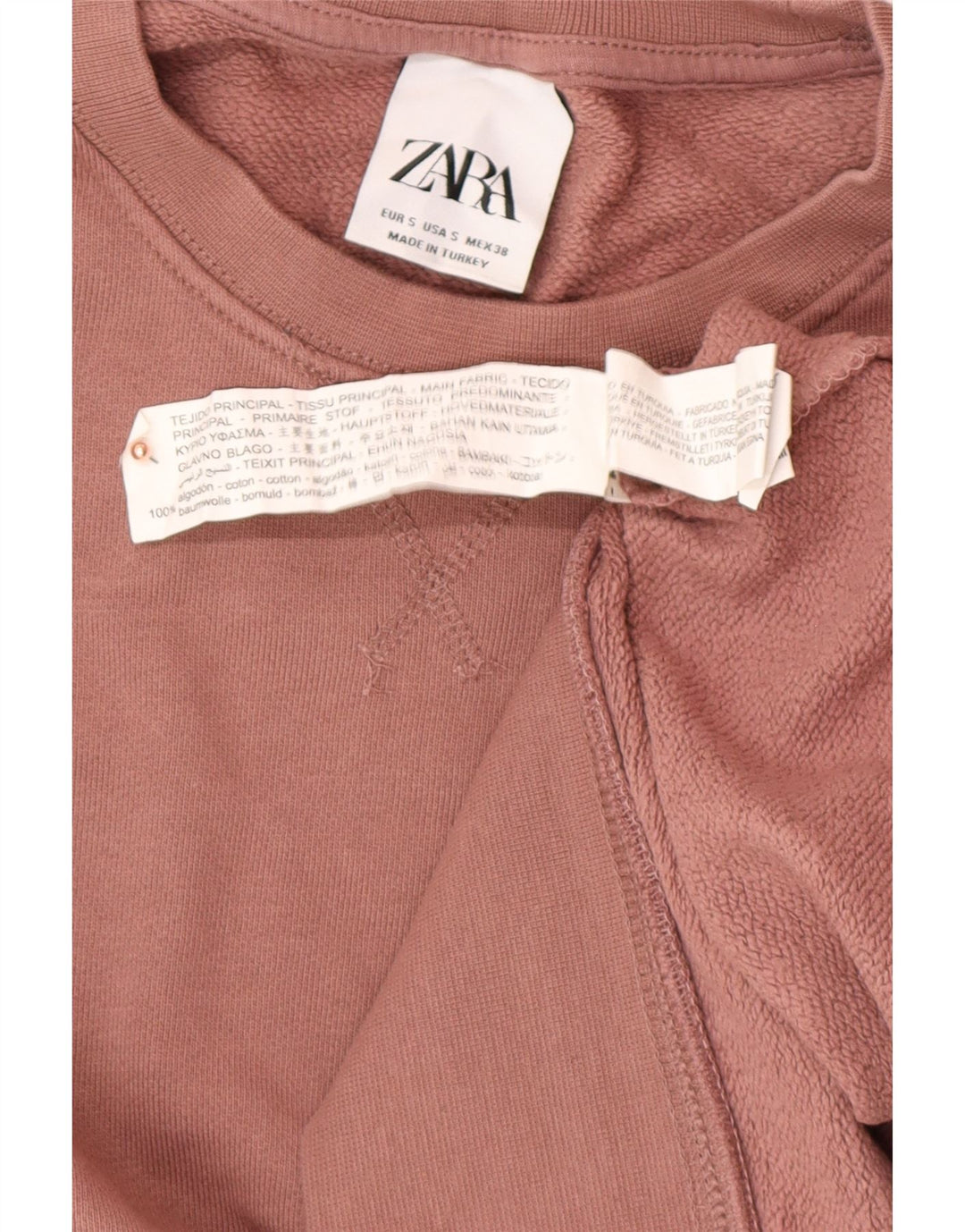 ZARA Felpa Uomo Maglione Small Rosa Cotone