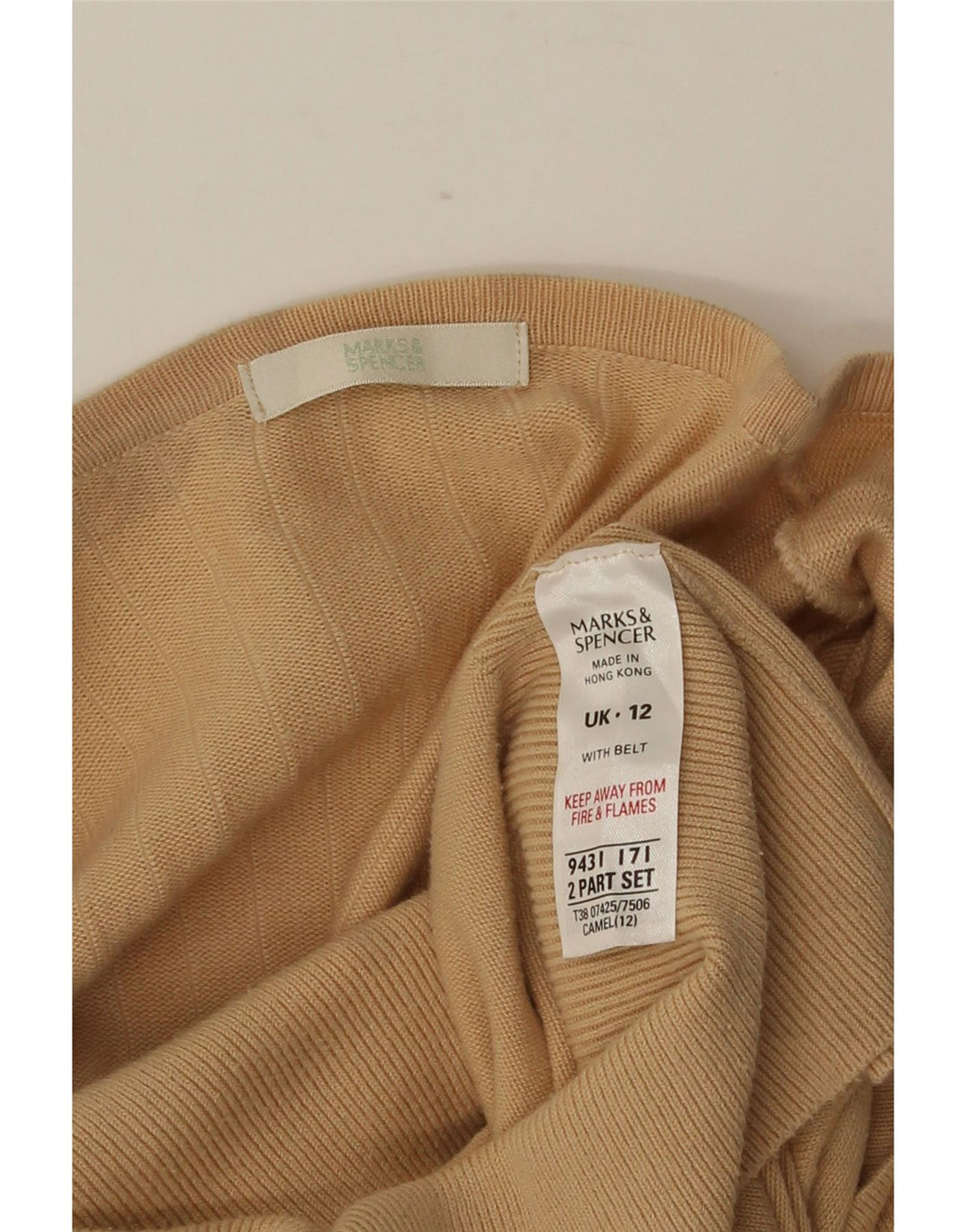 MARKS & SPENCER Maglione cardigan corto da donna UK 12 Cotone beige medio