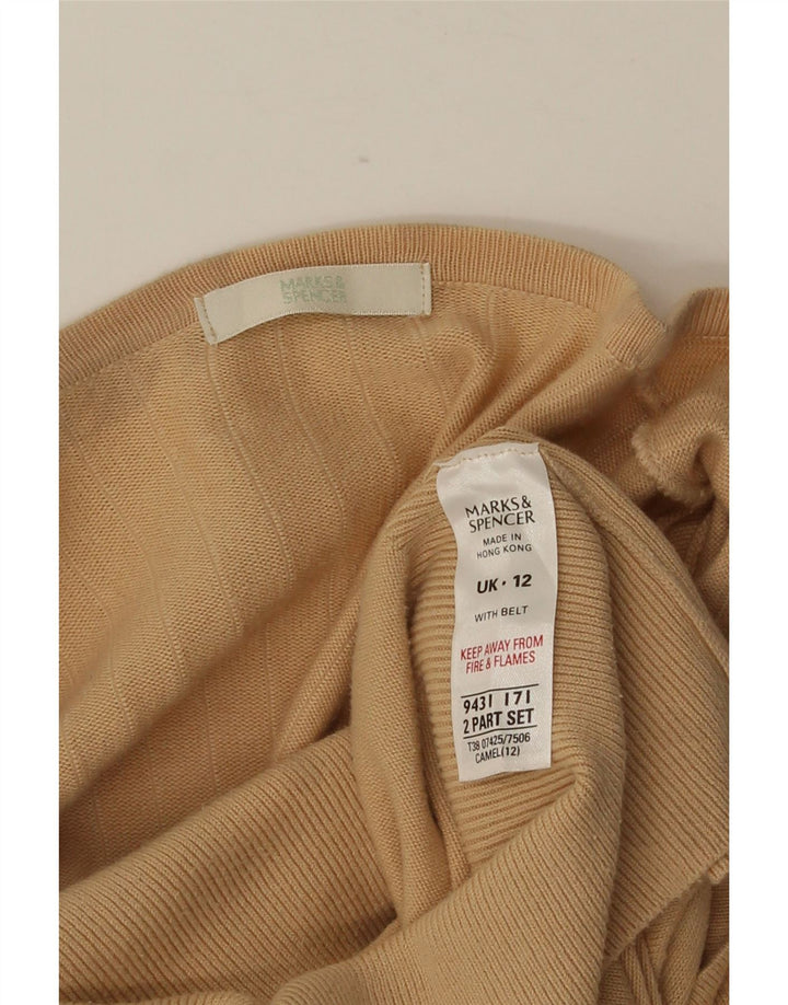 MARKS & SPENCER Maglione cardigan corto da donna UK 12 Cotone beige medio