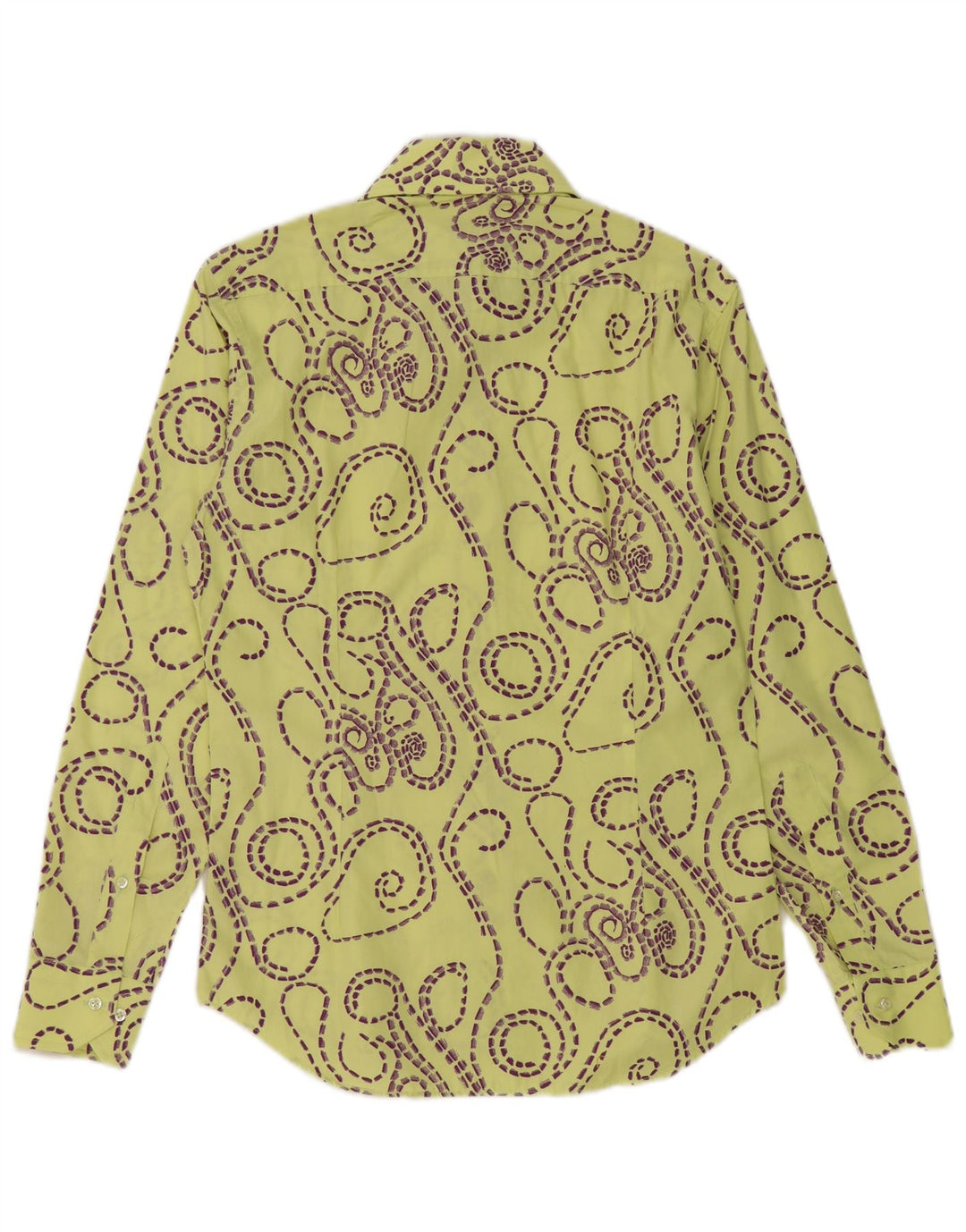 Camicia slim fit vintage da uomo con motivo astratto taglia 39 15 1/2 giallo medio
