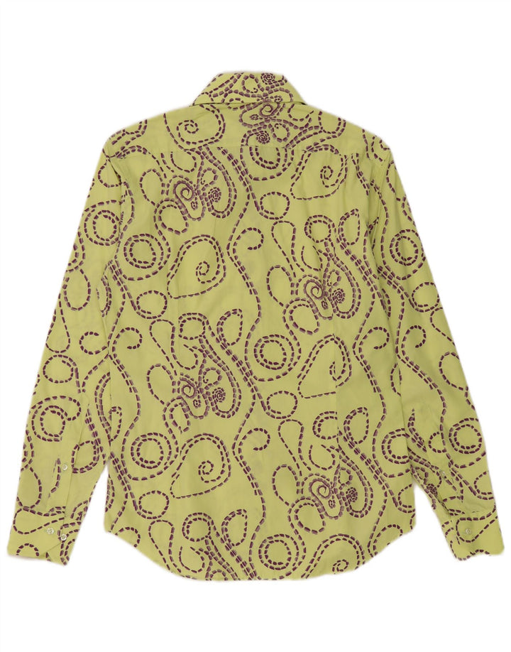 Camicia slim fit vintage da uomo con motivo astratto taglia 39 15 1/2 giallo medio