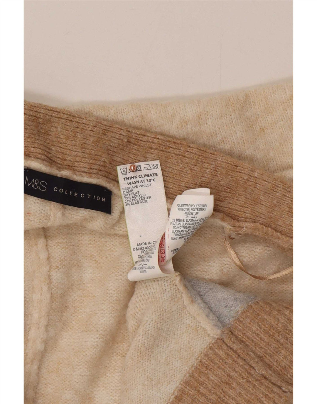 Maglione cardigan lungo da donna Marks & Spencer UK 16 Large Beige