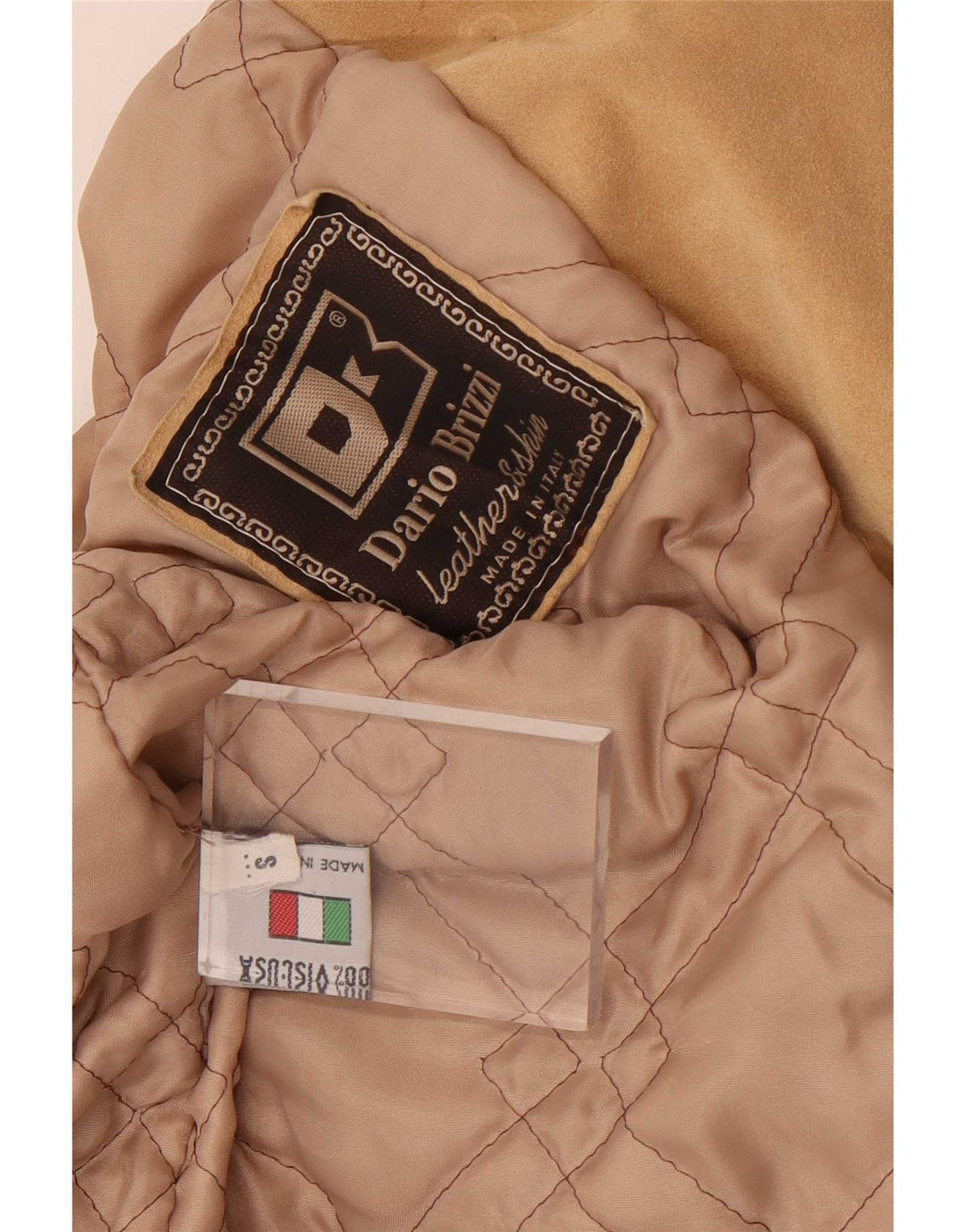 Giacca in pelle scamosciata doppio petto da donna Dario Brizzi UK 10 piccola in pelle beige