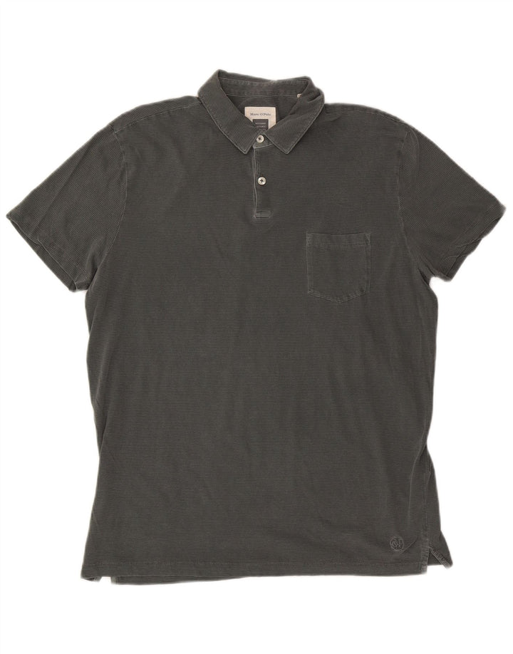 Polo da uomo Marc O'Polo grande in cotone a righe grigie