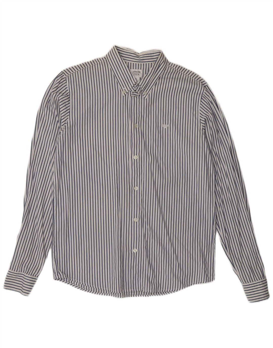 Camicia Armani Bambino 15-16 Anni Cotone Rigato Bianco