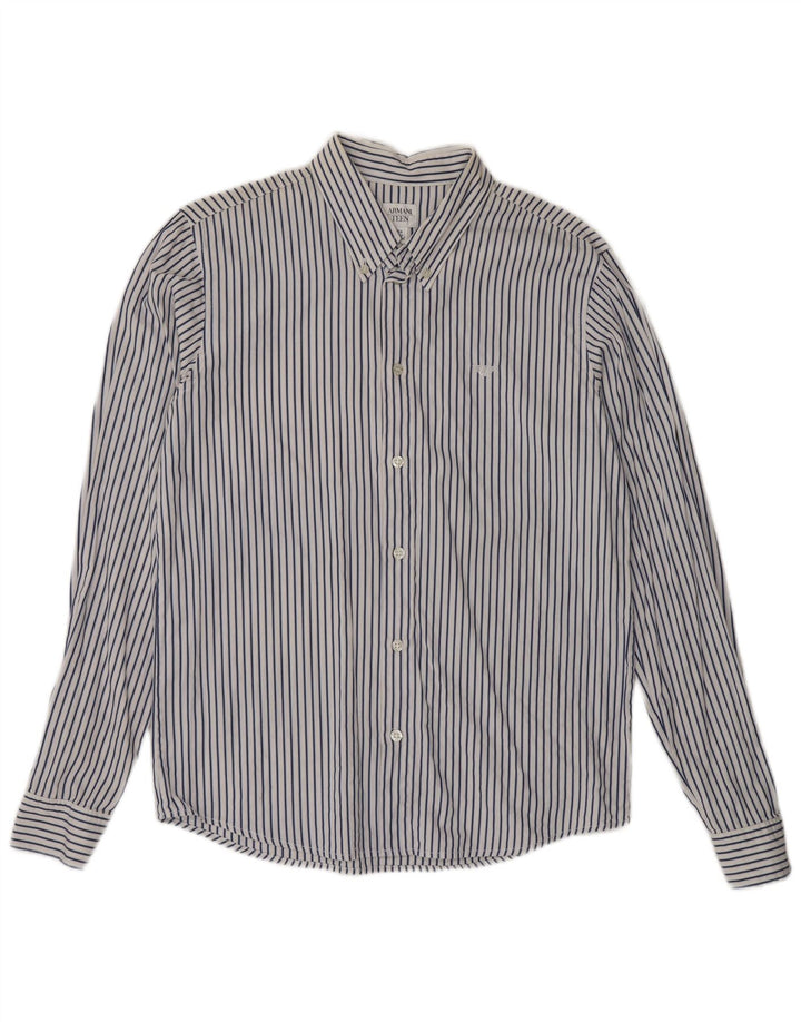 Camicia Armani Bambino 15-16 Anni Cotone Rigato Bianco
