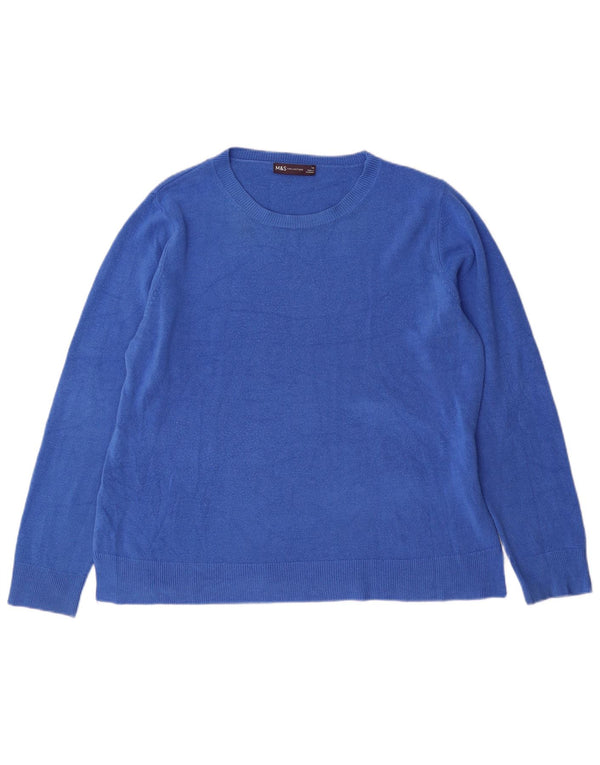 Marks & Spencer Womens Boat Neck Jumper Sweater UK 18 XL Blue Acrylic
