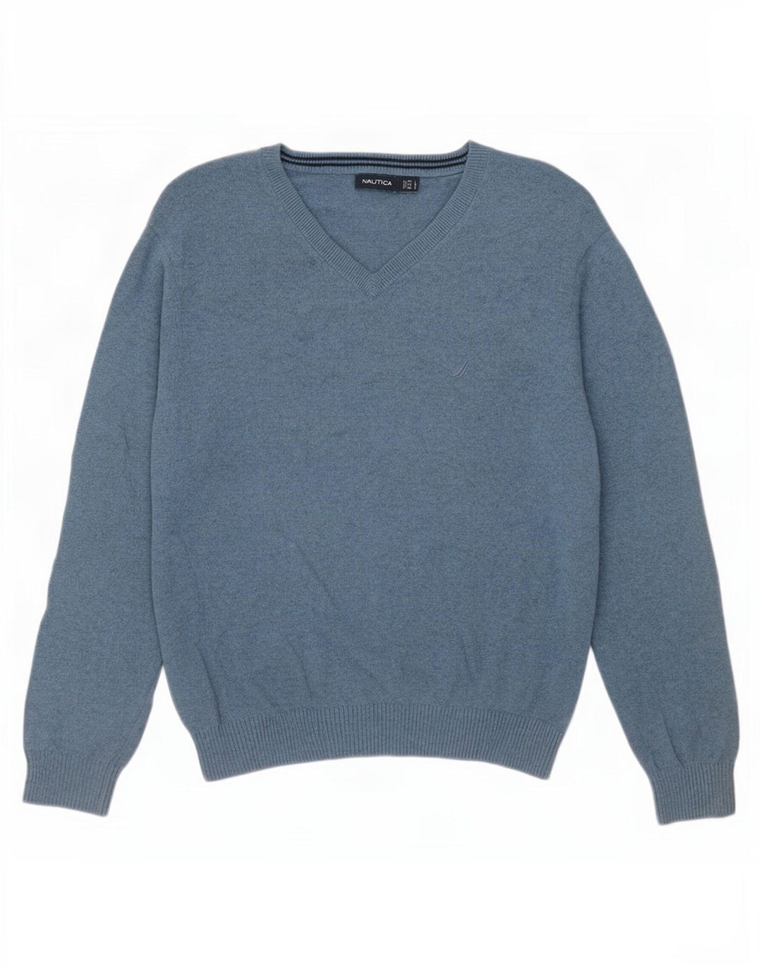 Maglione da uomo con scollo a V Nautica, grande cotone blu