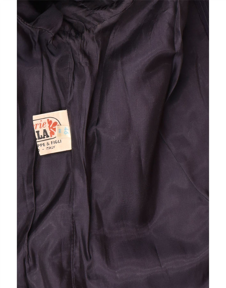 Giacca blazer vintage da donna a 1 bottone IT 46 grande gessato blu navy
