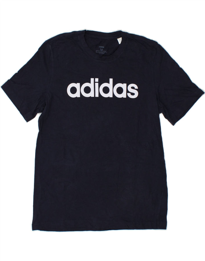 ADIDAS Mens Graphic T-Shirt Top Medium Navy Blue Cotton Vintage Adidas and Second-Hand Adidas from Messina Hembry 