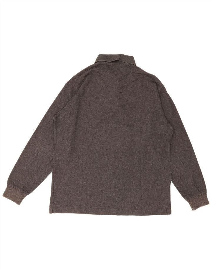 Polo da uomo a maniche lunghe Fila Small in cotone grigio