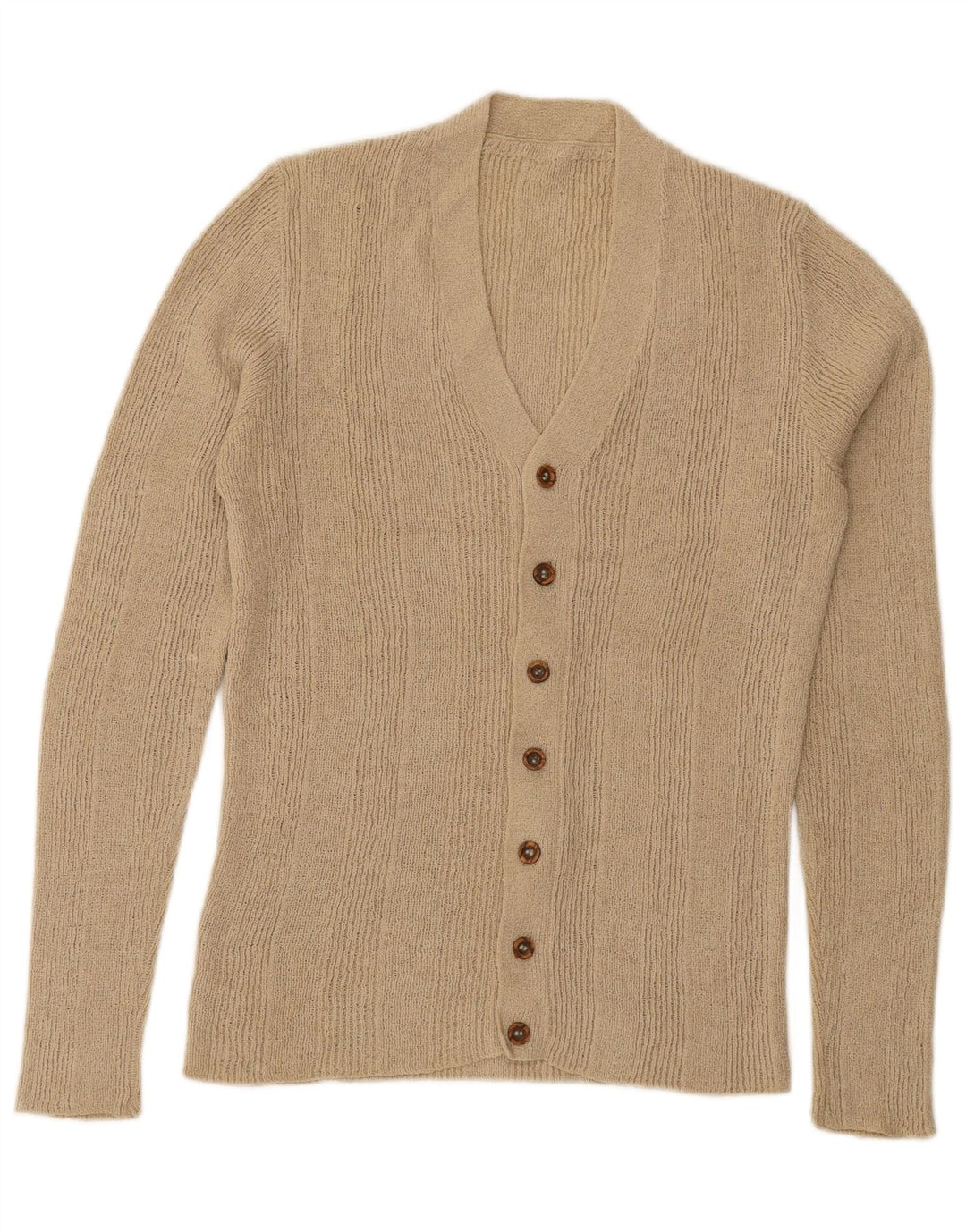 VINTAGE Womens Cardigan Sweater UK 12 Medium Beige Striped