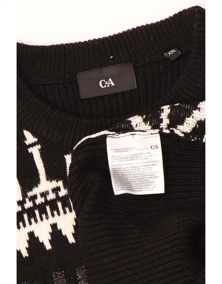 C&A Maglione girocollo da uomo 2XL Acrilico patchwork nero
