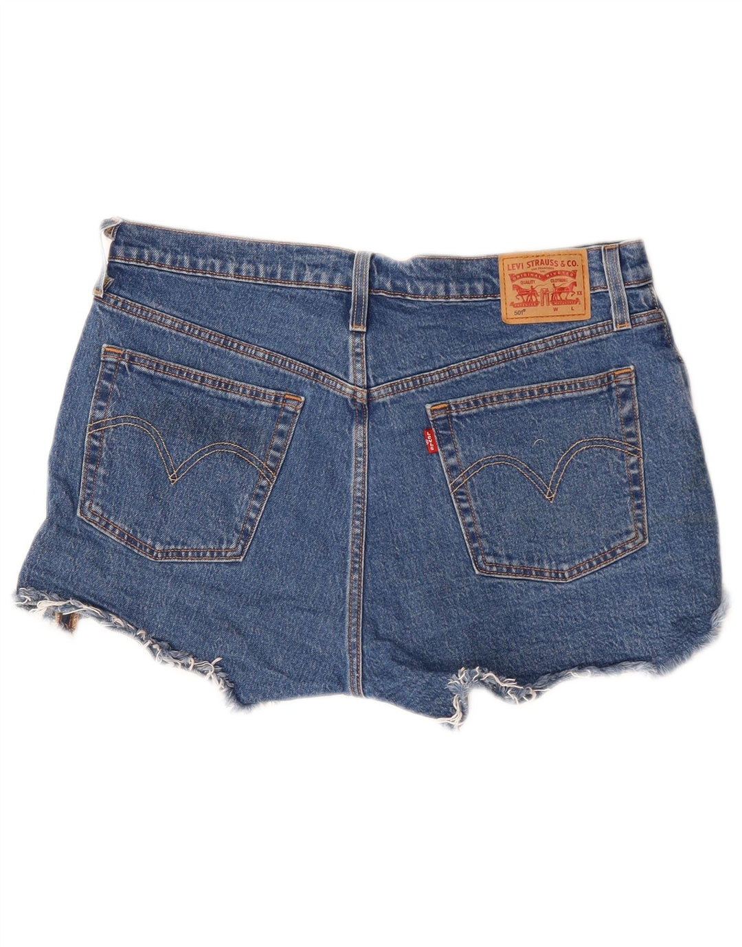 Pantaloncini di jeans Levi's 501 da donna W32 grandi in cotone blu