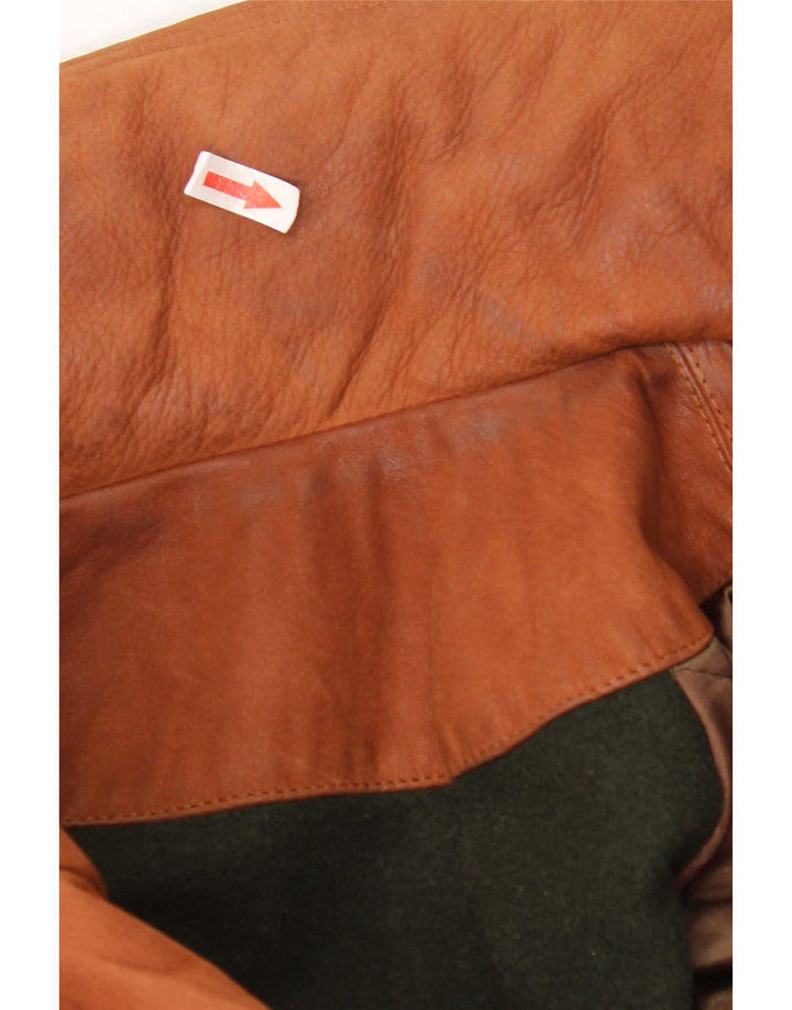 Giacca in pelle con cappuccio da uomo Timberland UK 40 grande marrone