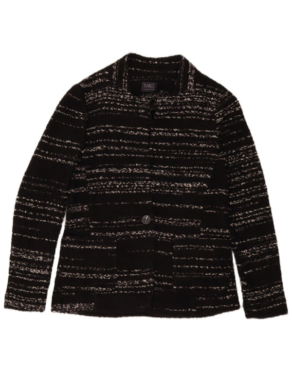 Maglione cardigan da donna Marks & Spencer UK 8 piccolo acrilico a strisce nere