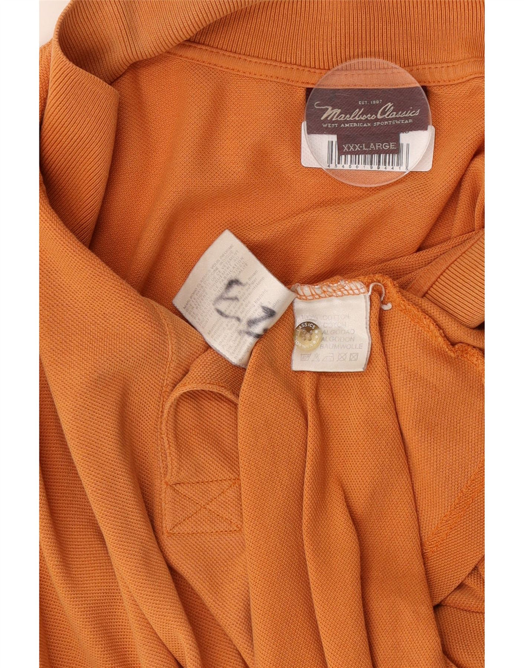Polo da uomo Marlboro Classics 3XL in cotone arancione