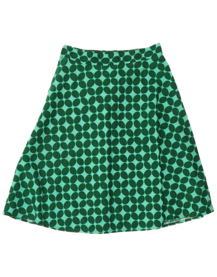 Gonna a trapezio da donna vintage W28 verde medio geometrico