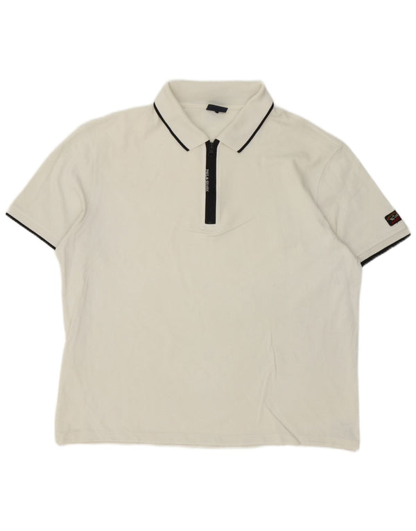 Polo da uomo Paul & Shark XL in cotone a righe bianche