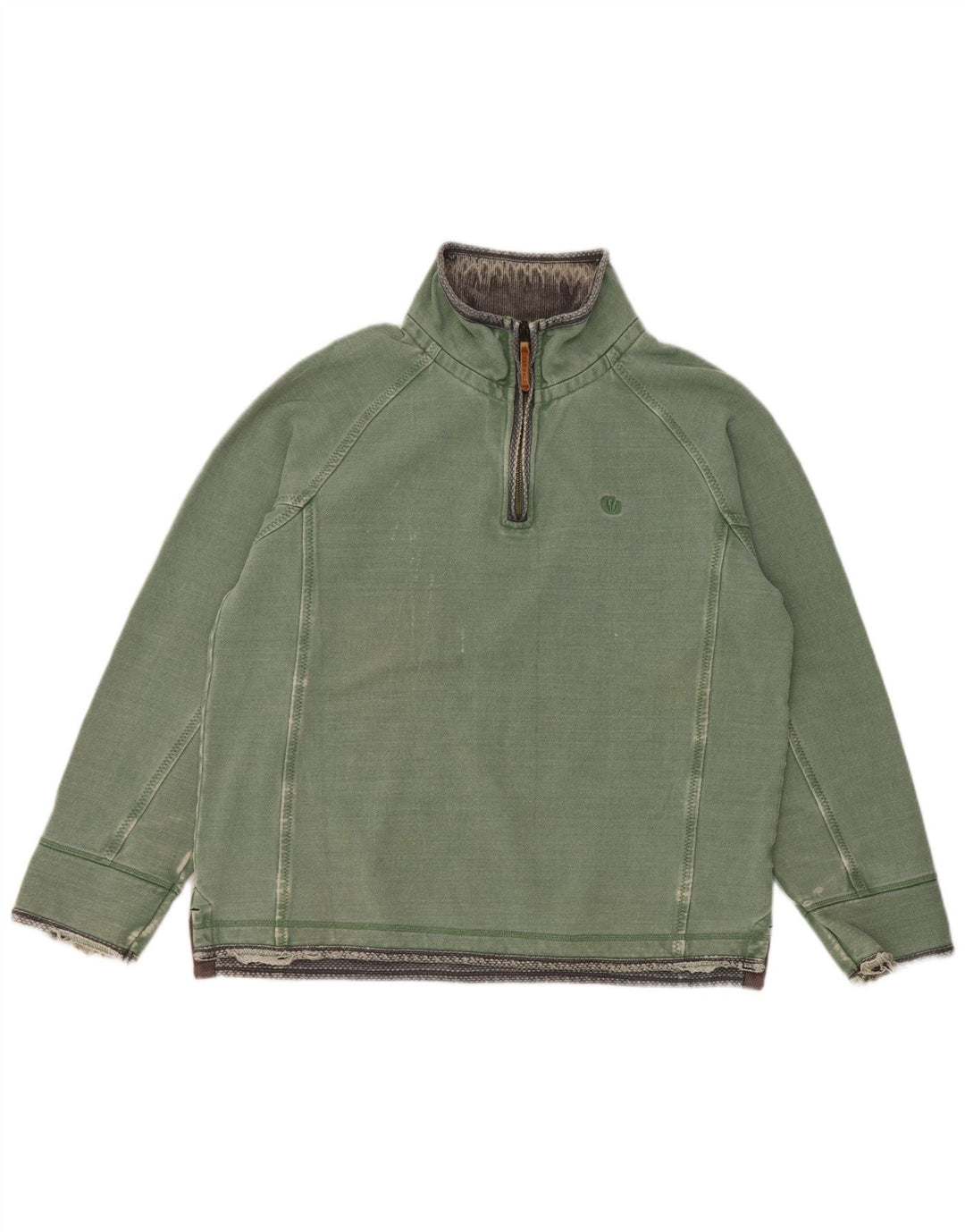 Felpa da uomo con collo con zip Fat Face Maglione in cotone verde medio