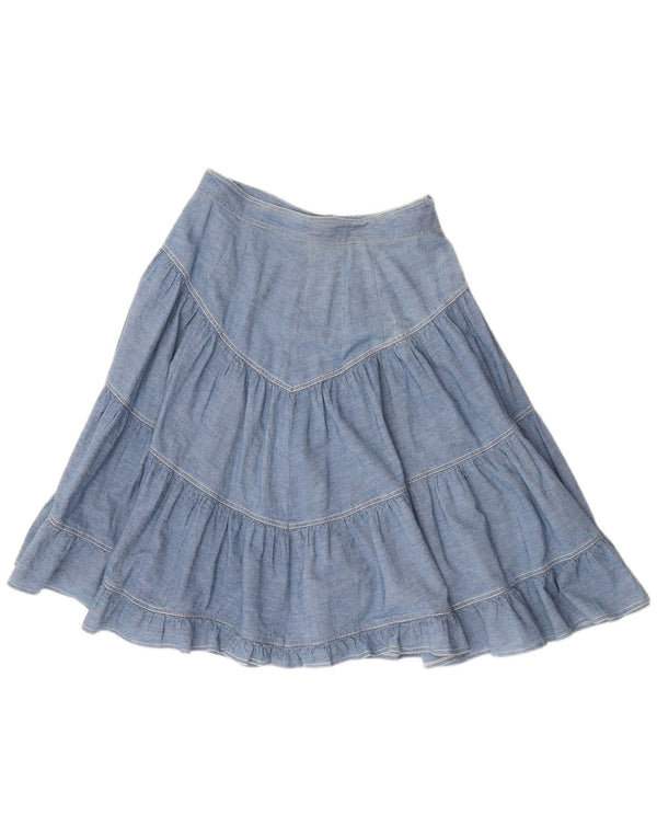 Gonna longuette a strati in denim vintage da donna W30 blu medio